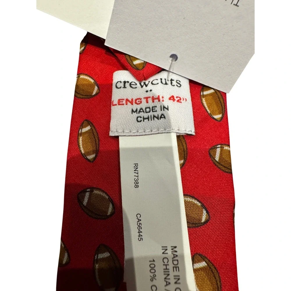 Crewcuts J.Crew Boys Cotton Necktie Red Football Print Kids Tie‎ 42